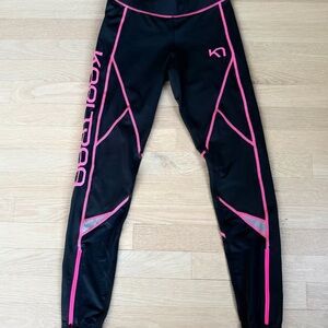 Kari Traa Sports Yoga Pants Size S Pink Gray Leggings Activewear